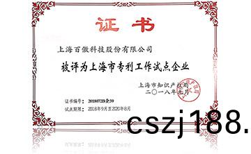 上(shang)海市(shi)專(zhuan)利工作(zuo)試點企(qi)業(ye)